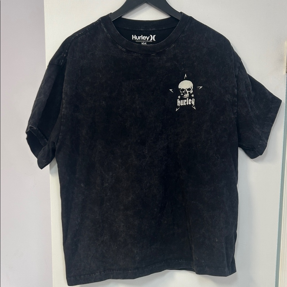Hurley Black Short-Sleeve Tee with Skull Graphic